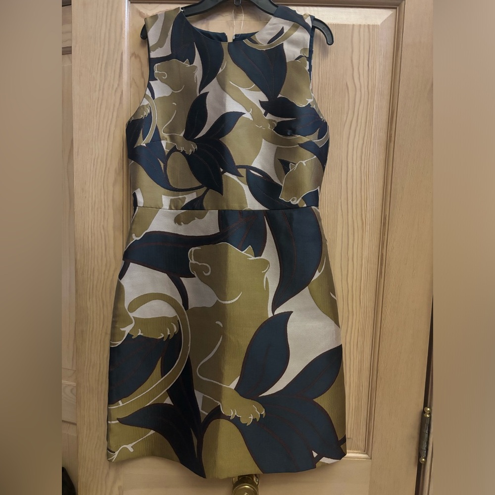 Ann Taylor Blue Pattern Gold Dress 4